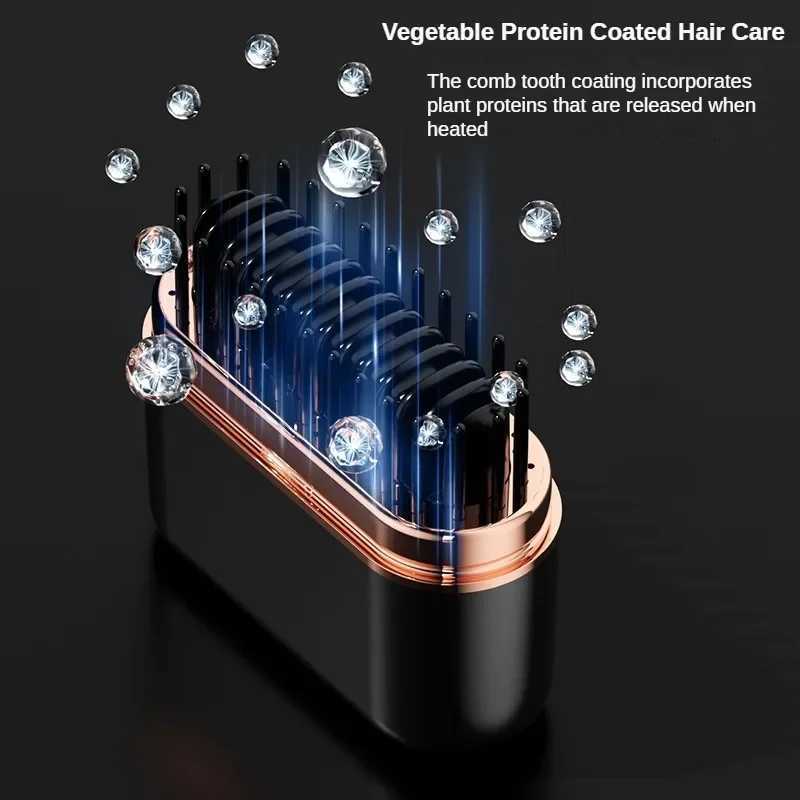 2000mAh mini straight hair comb wireless straight hair comb with 3 temperature adjustable straight hair brushes and straighteners W240904