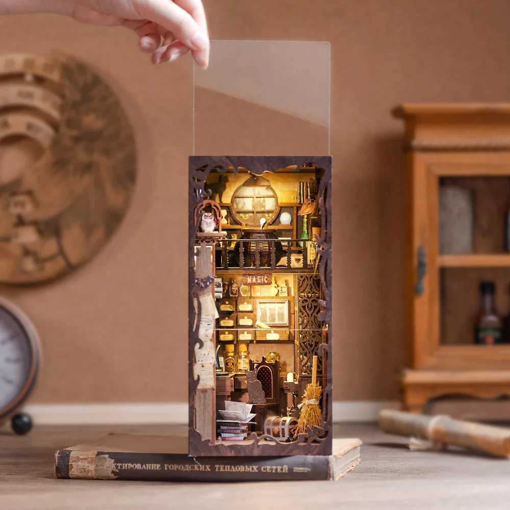 CUTEBEE Puzzle 3D DIY Book Nook Kit Eternal Bookstore Wooden Dollhouse with Light Magic Pharmacist Building Model Toys for Gifts W240903