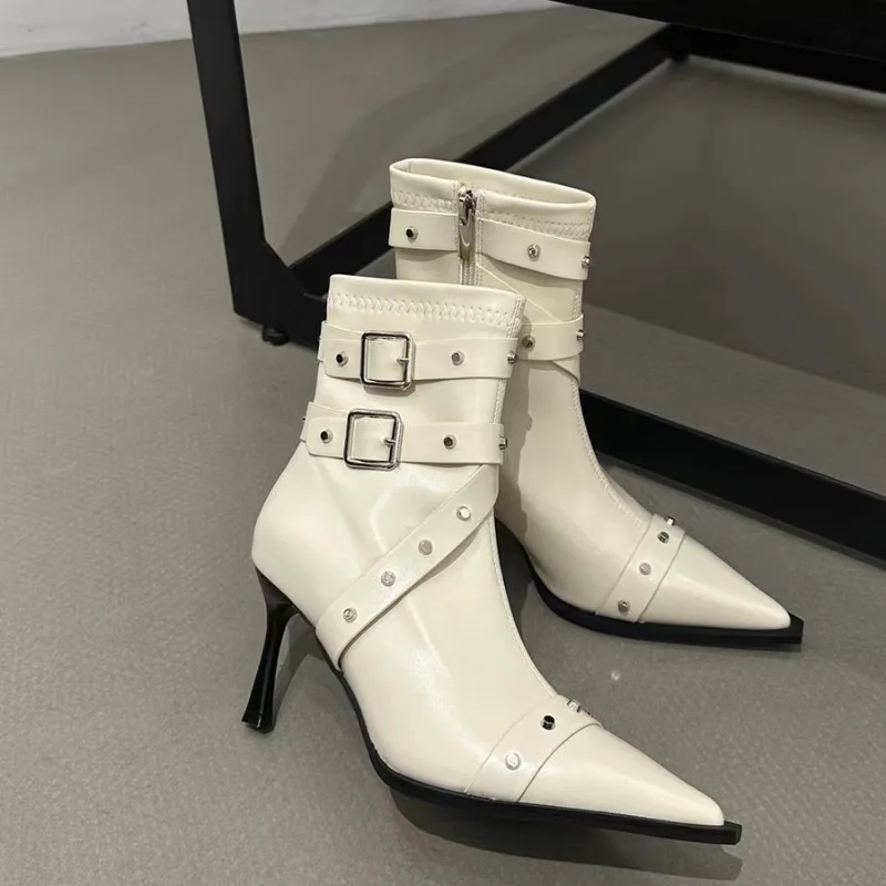 Cowgirl Women Booties Sexy Autumn Western Cowboy Mid Calf Short Cossac Botas High Heels Boots D39 9f9a