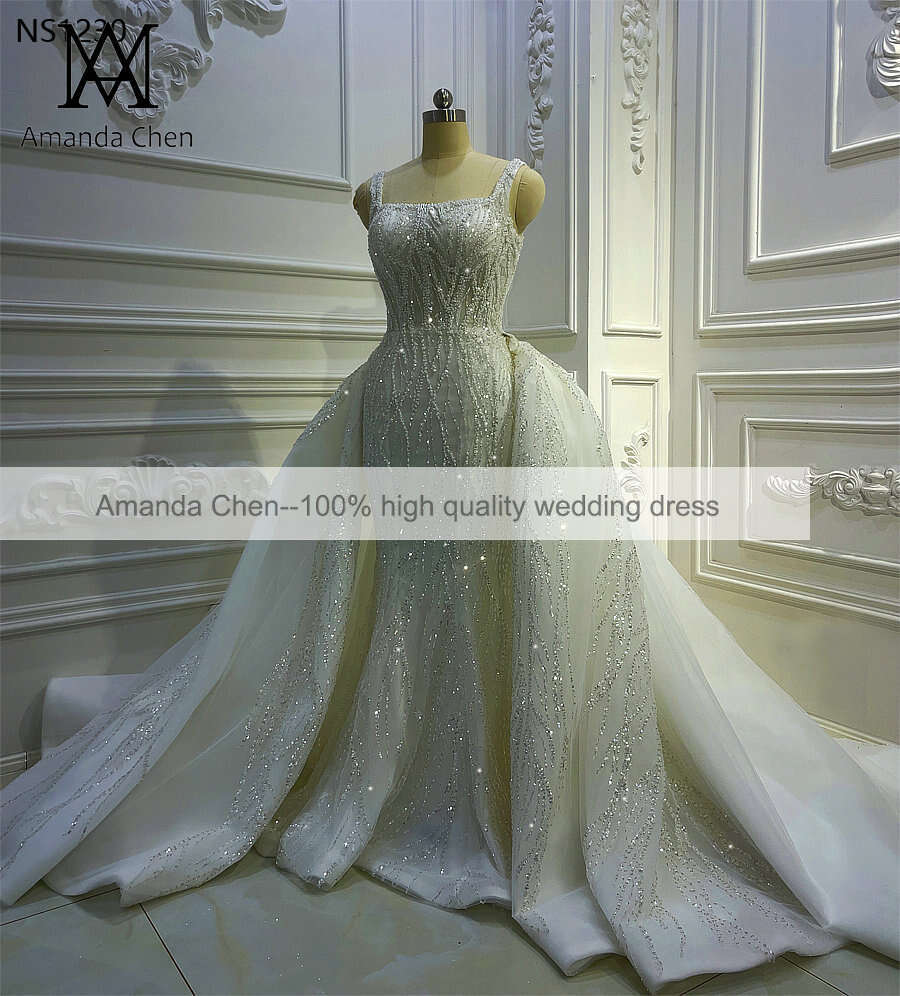 AM1203 Removale Skirt Lace Appliqued Wedding Dress
