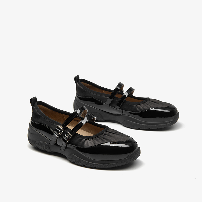 Mary BEAUTODAY Janes Women Genuine Leahter Double Buckle Straps Solid Color Shallow Sweet Ladies Ballet Shoes Handmade 25711 fdcd