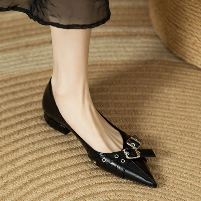 Toe Pointed Shoes Shallow Mouth Black Flats Low Female Footwear 2024 Fashion Women's Casual Sneaker On Heels Nurse Dress b4fe