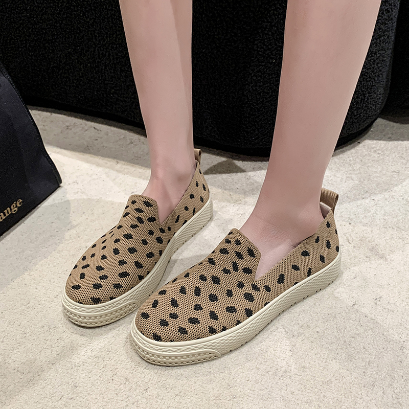 Slip On Shoes For Women Round Toe Mixed Colors Female Footwear Casual Sneaker Loafers With Knitting Flats Clogs
