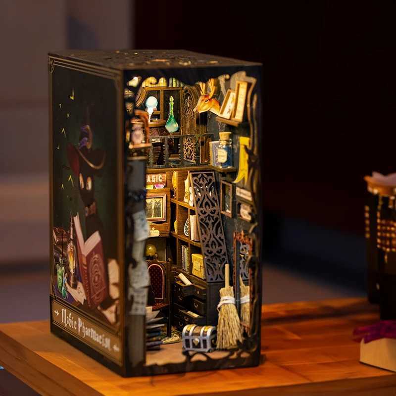 CUTEBEE Puzzle 3D DIY Book Nook Kit Eternal Bookstore Wooden Dollhouse with Light Magic Pharmacist Building Model Toys for Gifts W240903