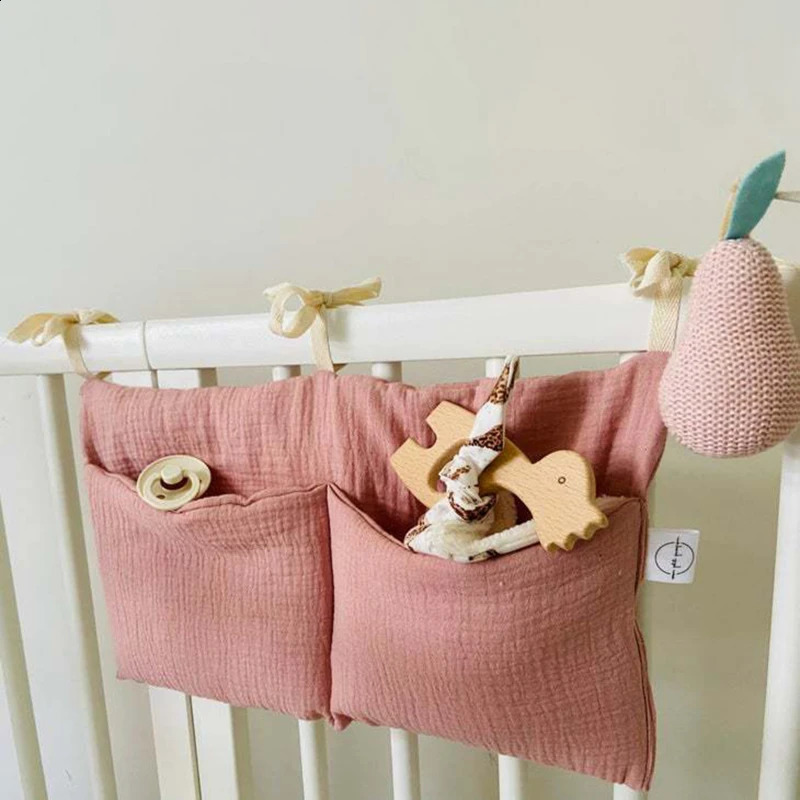 Bedside Storage Bag Baby Crib Organizer Hanging For Dormitory Bed Bunk Hospital Rails Book Toy Diaper Pockets Holder 240903