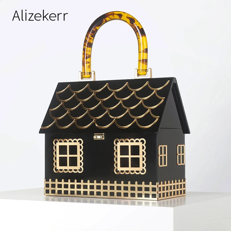 Alizekerr Box Evening Clutch Bags Women er Acrylic Handle House Shaped Purses And Handbags Wedding Party 240903 4