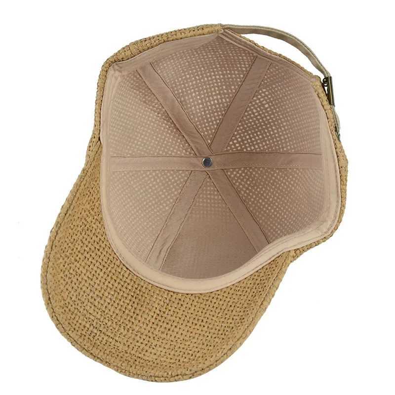 2020 New Straw Hat Baseball Snap Cap Adjustable Crown Bone Gorilla Mens Casual Dad Hat Breathable Cool Hat W240903