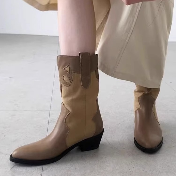 Toe Designer Pointed Embroidery Women Ankle Boots Fashion New Thick Heel Slimming Short Booties Autumn Winter Female Shoes 6011