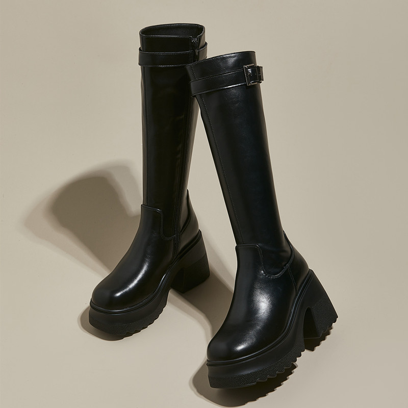 AIYUQI Long Boots Women 2024 New Women's High Heel Boots 10cm Heel High Platform Fashion Skinny Rider Boots Women