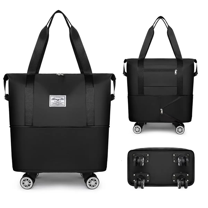 Wheel travel bag lightweight carry on luggage storage delivery bag dry wet separation large capacity fitness yoga bag 240904
