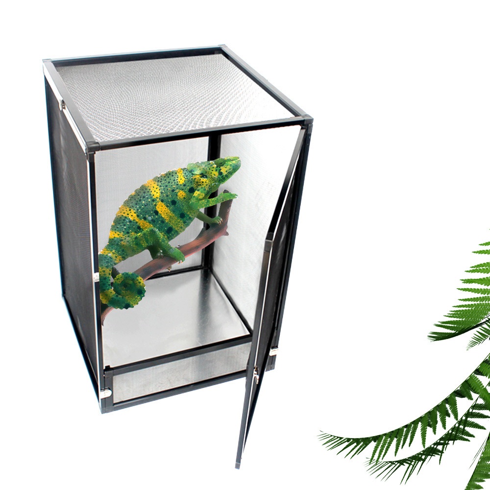 Detachable Reptile Habitat Tank Terrarium Aluminium Air Screen Cage Front Opening Door Full View for Lizard Chameleon terrareo