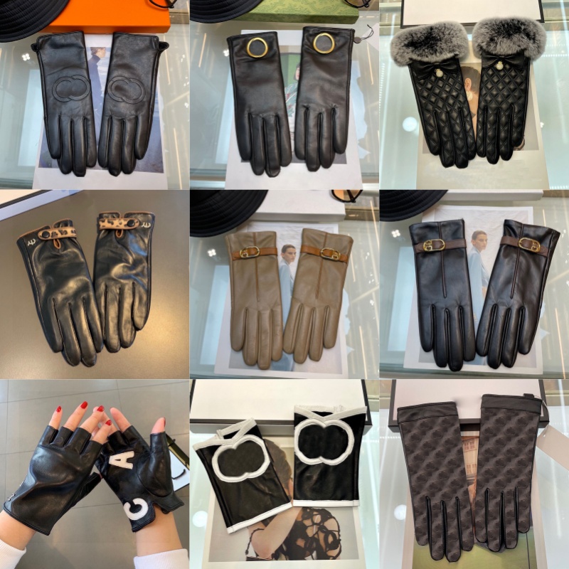 Brand Soft Sheepskin Leather Gloves Mittens Outdoor Motorcycle Driving Mitten Gloves Winter Warm Fleece Gloves