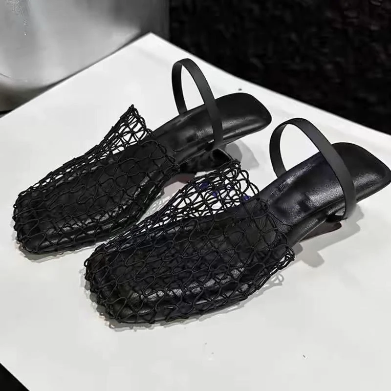 Strange Style Square Toe Women Slippers Air Mesh Height Increasing Fashion Solid Summer Outwear Women Shoes New Arrivals