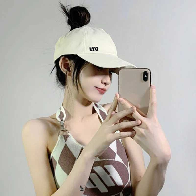 Summer Sun Hat Empty Top Ponytail Baseball Hat Womens Solid Color Adjustable Outdoor Visual Leisure Sports Golf Tour Hat W240903