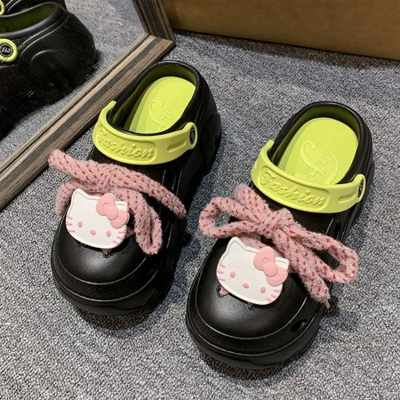 2025 new EVA New Thick Sole Hole Women's Summer Solid Cute Candy DIY Sandals and Slippers Increase Anti Slip Beach Shoes Women c144