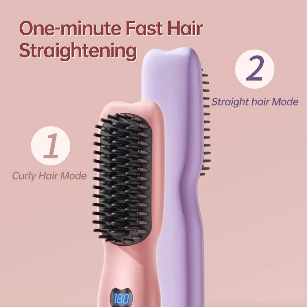 Hair Straightening Brush Negative Ion Electric Hot Heated Comb Multifunctional Straightener Ceramic Comb Quick Hair Styler W250610