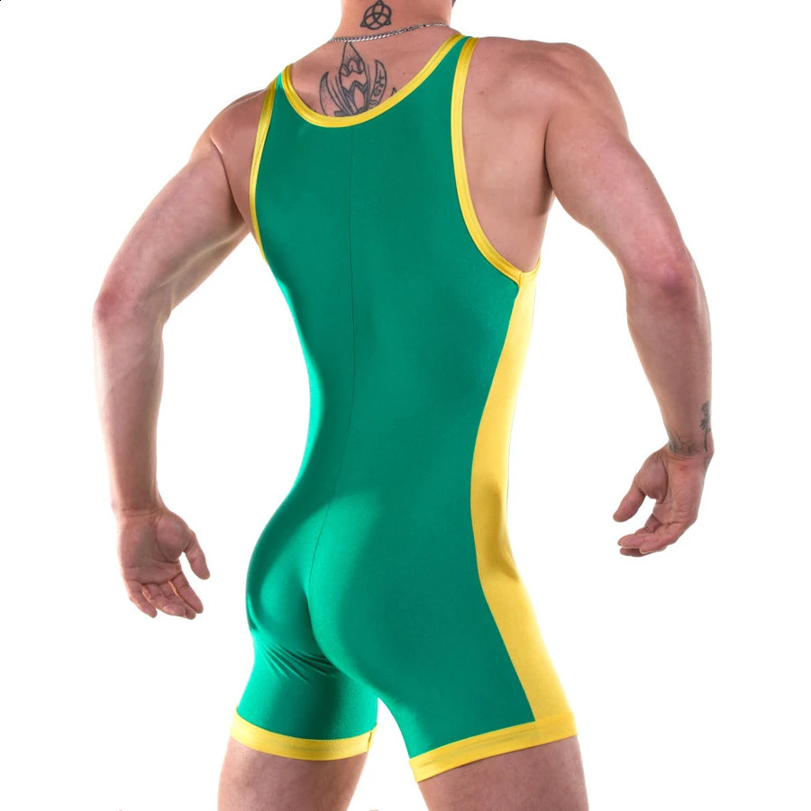Wrestling Singlets Tummy Control Wear GYM Sleeveless Triathlon PowerLifting Clothing Running Skinsuit Classic Style Solid Color 240903
