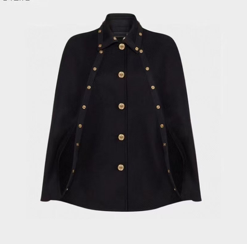 24SS Women's Wool Cape Jacket Designer Fashion Trench Coat Tuck Jacket Full Letter Autumn Winter Cloak Coat Temperament Coat High Quality