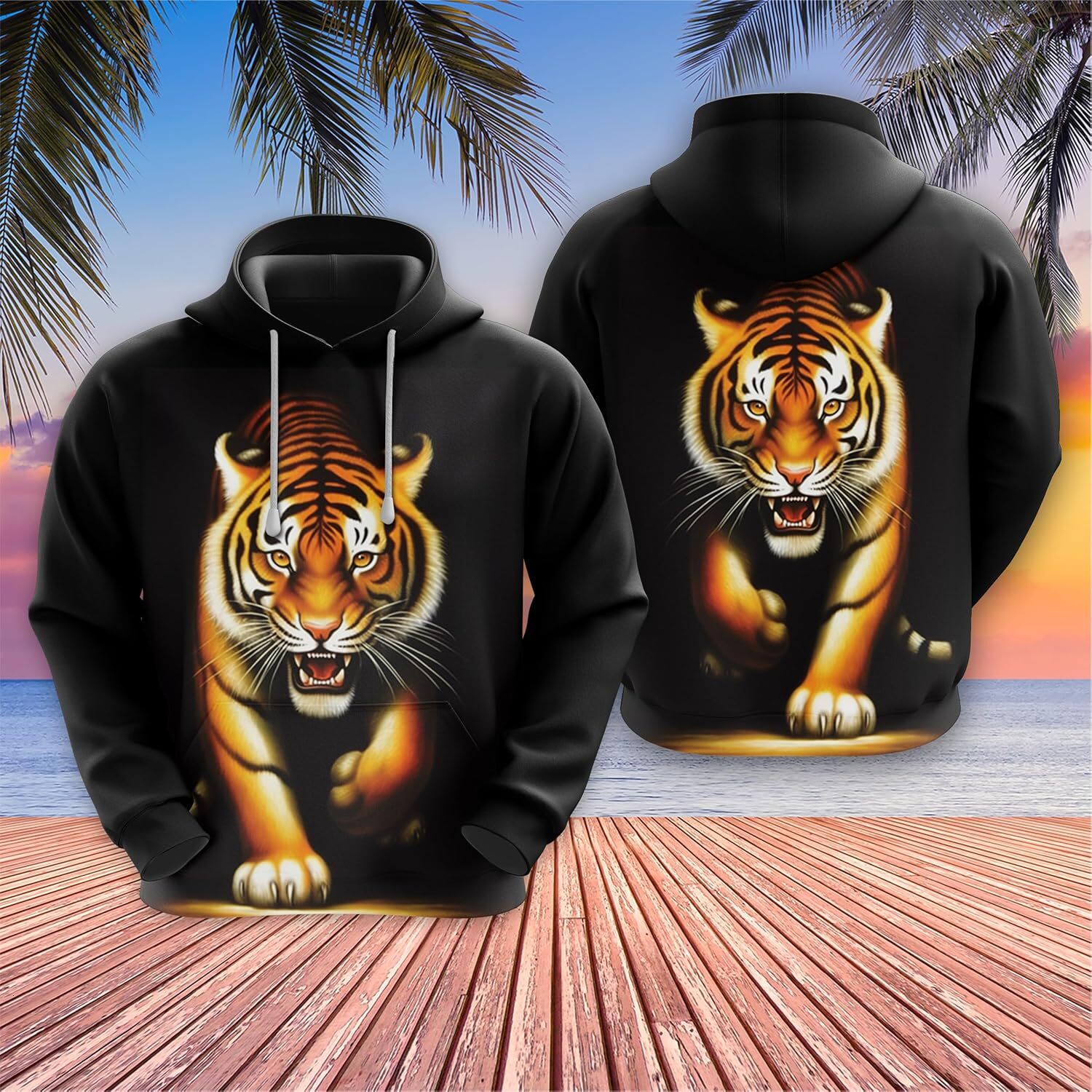 Hoodie for Mens Womens Tiger LoversHooded Sweatshirt - 3D Bengal Tiger Printed Pullover Hoodie Men Women Set 24 Graphic Hoodies sweatshirt