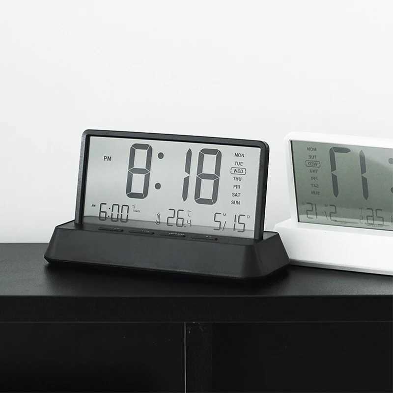 Transparent Alarm Clock Digital Alarm Clock Temperature Date Week Display Office Home Desktop Clock 12/24H Table Clock Ins Styl Y240904