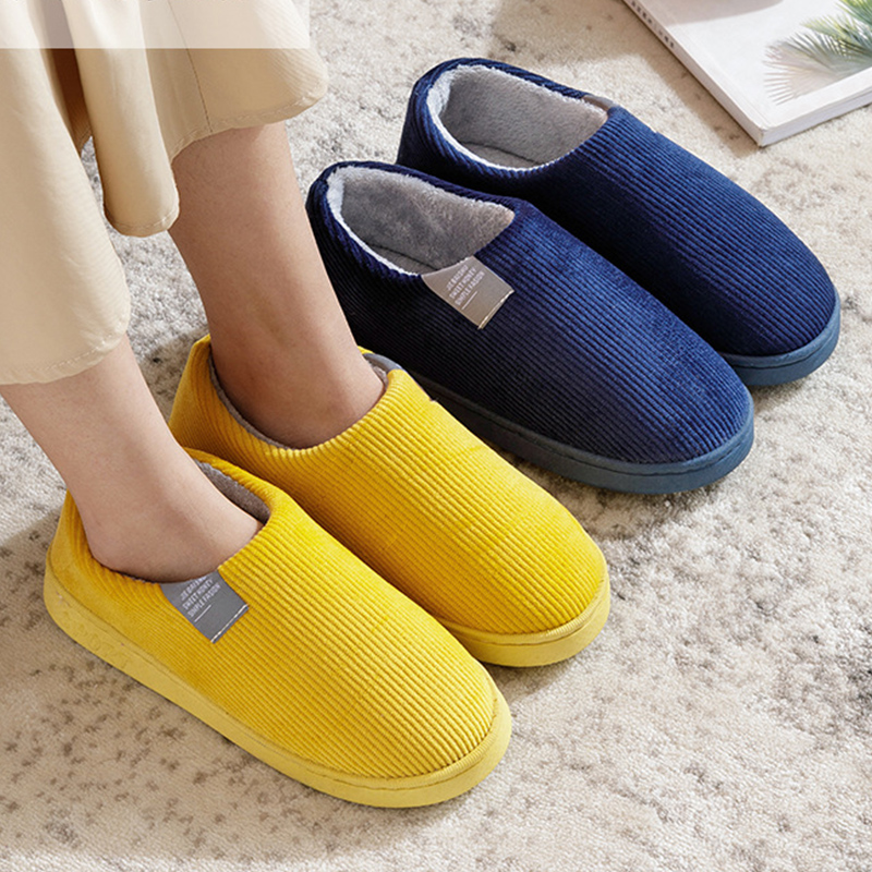 Couple Winter Style Solid Color Wrap Heel Plush Soft New Sole Warm Quality Home Cotton Shoes Women Men Casual Furry Slippers Eef3