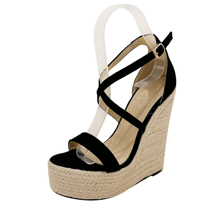 Liyke Size 35-42 Wedges Sandals Women High Quality Handmade Straw Rope Weave Platform Heels Summer Open Toe Party Dress Shoes