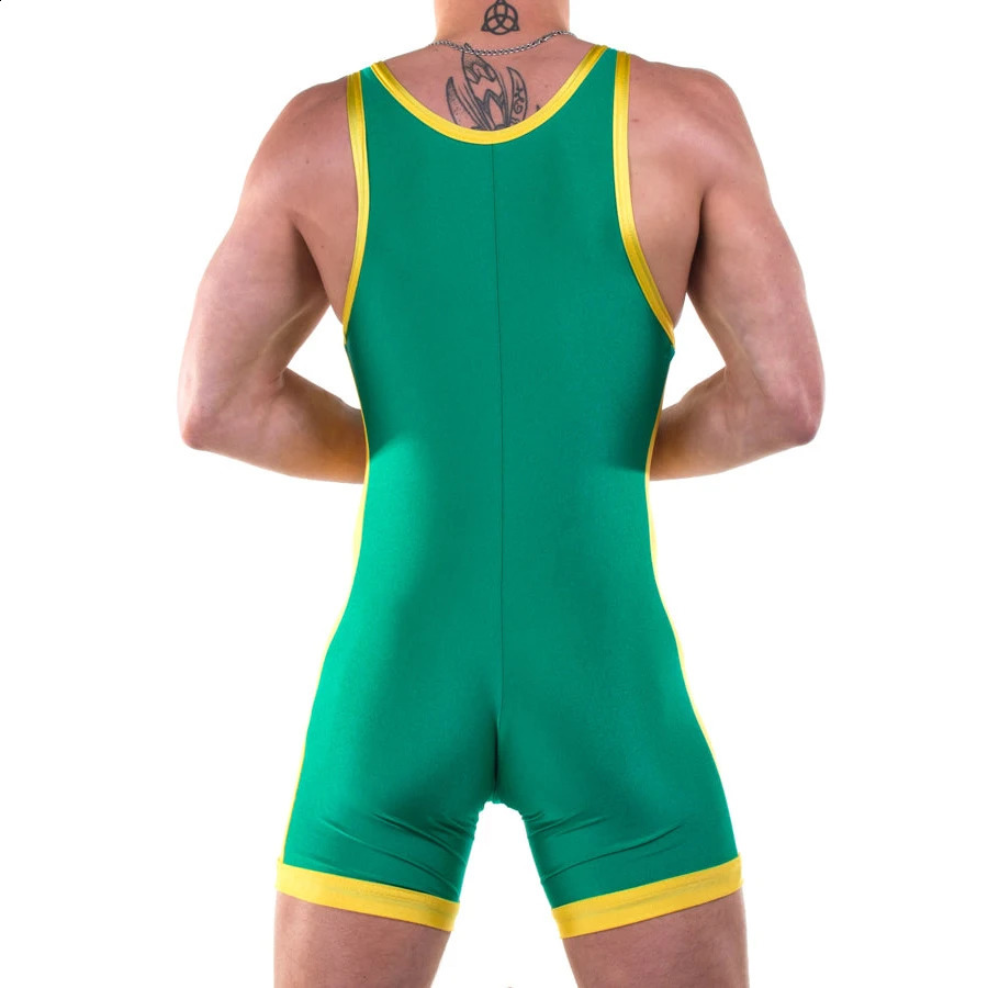 Wrestling Singlets Tummy Control Wear GYM Sleeveless Triathlon PowerLifting Clothing Running Skinsuit Classic Style Solid Color 240903
