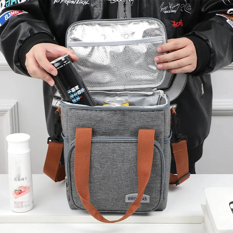 Large Capacity Lunch Bag Thermal Insulation Thickened Waterproof Bags Portable With Handle Crossbody Oxford Cloth 240903