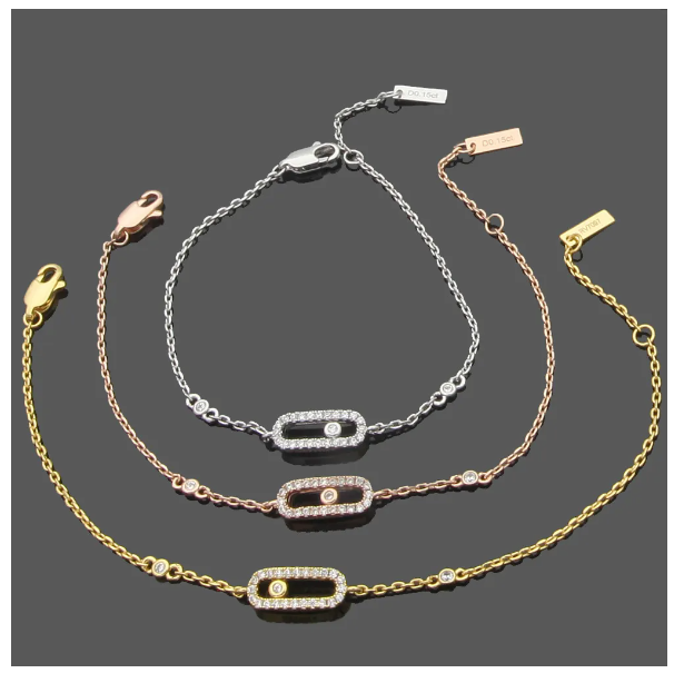 designer jewelry for women bracelet Stainless steel classic single sliding bracelet for women with U-shaped groove sliding diamond bangle