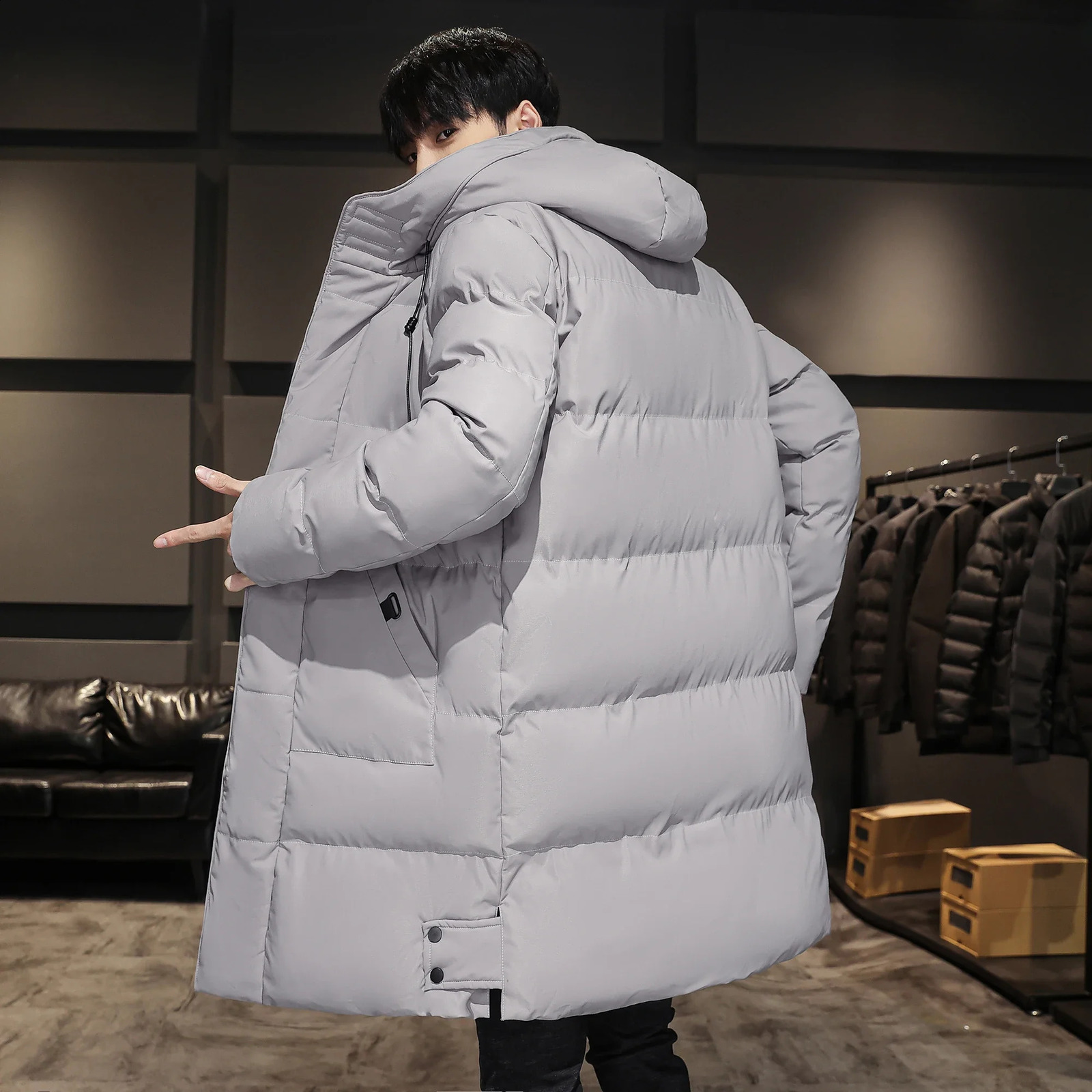8XL 7XL Mens High Quality Hooded Jacket Black Fashion Winter Jacket Men Clothing Parka Men Thick Warm Long Coats 240830