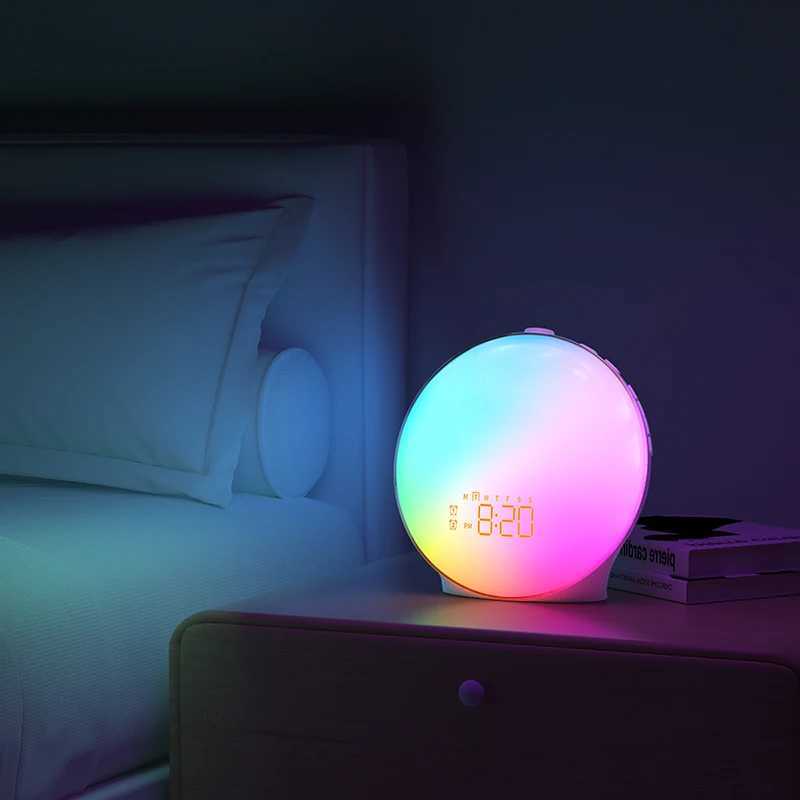 Wake Up Light Alarm Clock Sunrise/Sunset Simulation Digital Clock with Night Light FM Radio Desk Clocks Niditon Y240904