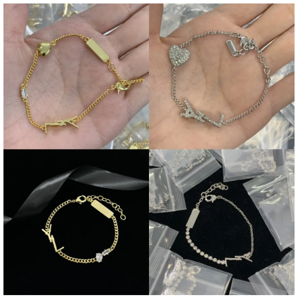 Designer Bracelets Charm Sier Chains Love Jewelry Letter Pendant Bracelet for Women Gold Earring Accessories Jewellry 238264D
