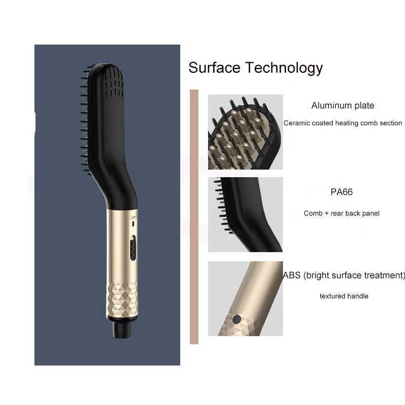 Hot Comb Straightener Electric Negative Ion Hair Straightener Brush Fast Heated Portable Men Mini Beard Straightening Comb W250610
