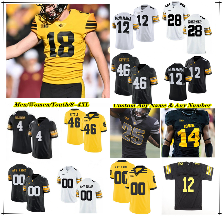 Iowa College Football Jersey Cade McNamara Kaleb Johnson Kamari Moulton Reece Vander Zee Luke Lachey Jay Higgins Aaron Graves Brian Allen George Kittle Jacob Gill 4X
