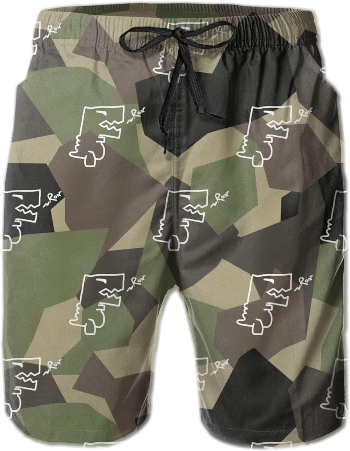 Mens Shorts 3D Printed Pattern Camouflage Dinosaur Swim Trunks Quick Dry Fashion Beach Board Swimwear