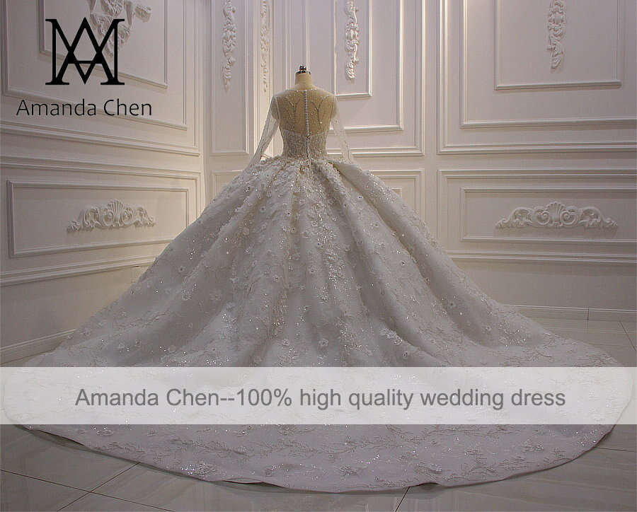 Mariage Robe Femme Full Sleeve Rhie Crystal D Wers Ball Gown Wedding Dress Ress