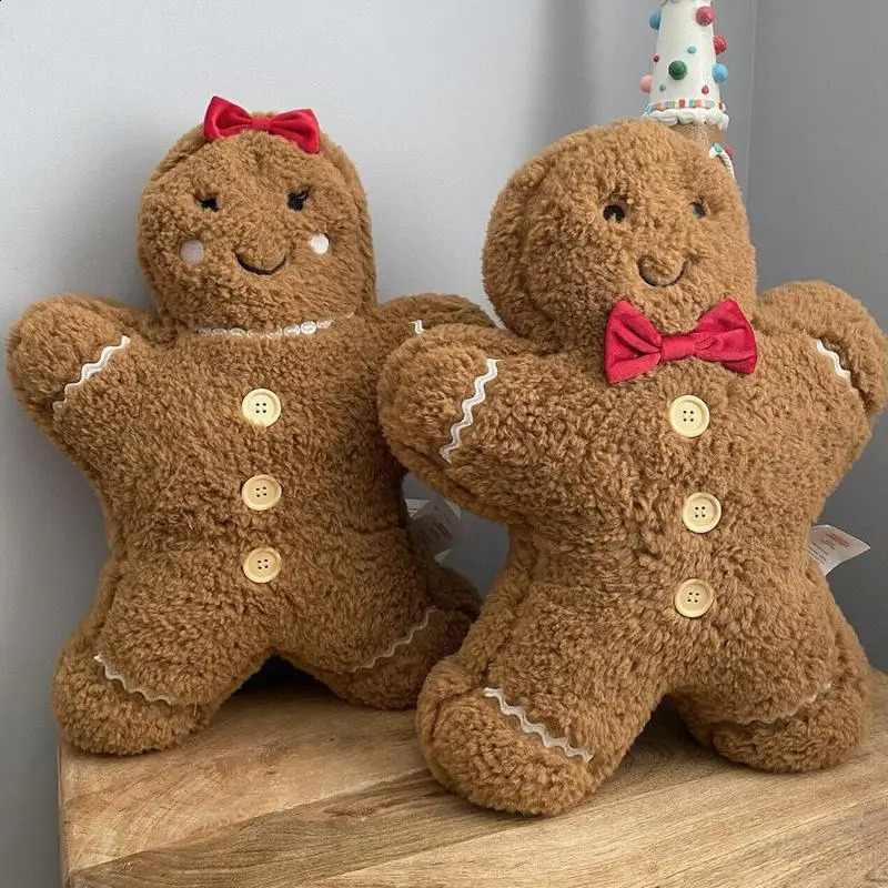 Christmas Decoration Toys Cute Gingerbread Man Plushie Toy Biscuit Man Doll Cartoon Soft Pillow Cushion Home Decor Kids Gift 240904