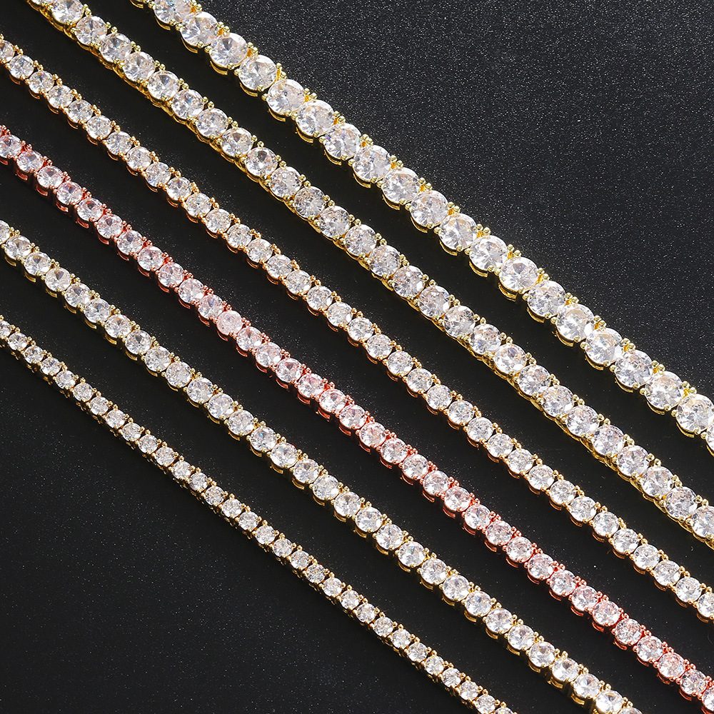 Real sterg sier Hip Hop Moissanite Jewelry Iced Out VVS1 D Color Mossanite Dia Necklace 4mm Tennis Gold chain for Women Men