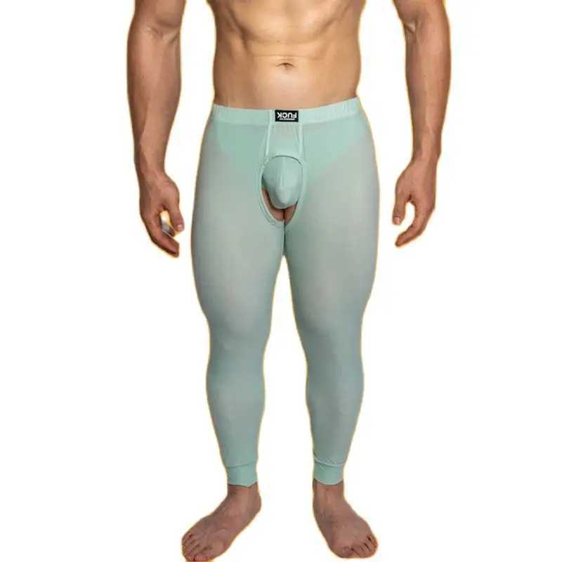 Hot underwear sexy mens hot pants interior open crotch Cueca pajamas thin mens tight pants W240903