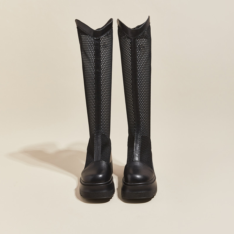 Summer AIYUQI Platform 2024 Autumn High Heels Mesh Long Women Fashion Skinny Legs Female Knight Boots 886b