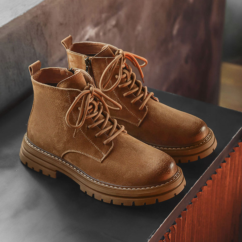 Men's Classic Retro Work Boots Suede Leather Mens British Style Short Ankle Boot Desert Boots Men High-top Casual Shoes