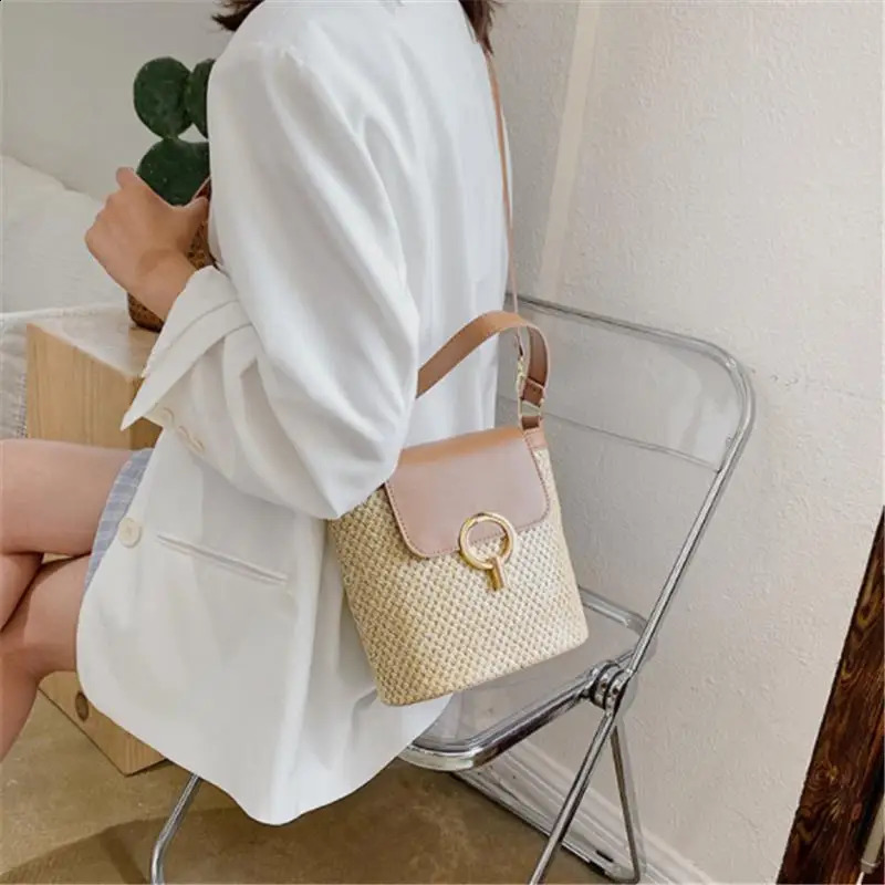 Womens Mini Straw Bag Summer Cross Bag Lattan Bag Beach Womens Travel Bag Handbag Shoulder Bag 240903