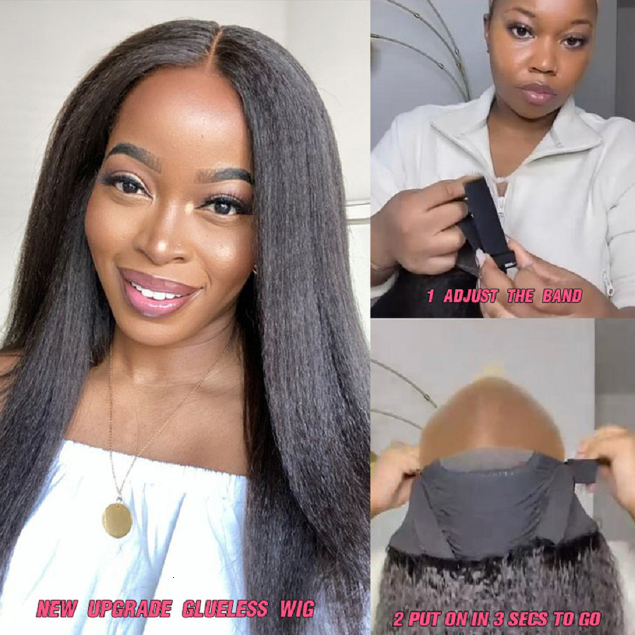 Glueless Kinky Straight Wigs For Women 4X4 Hd Human Hair Lace Front Brazilian Wig On Sale
