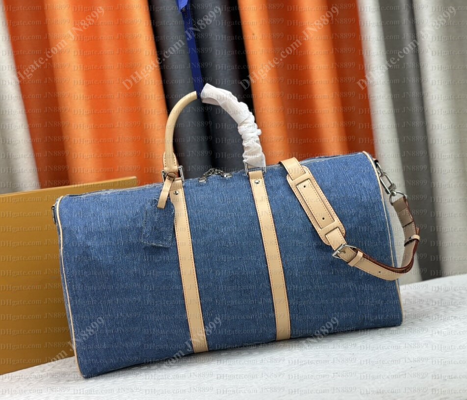 Designer Bag Blue Denim Bag duffle bag Men women travel luggage duffel bags Luxury Large capacity Zipper canvas Crossbody Bag 50cm classic expediency overnight bag