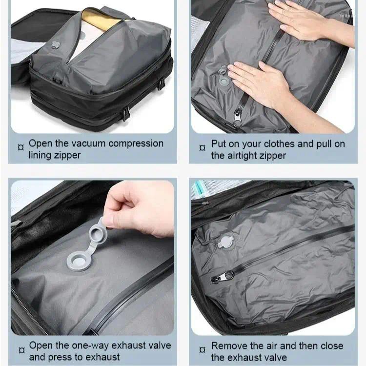 Backpack 17.3 Inch Expandable Airback Vacuum Compression With Air Pump Waterproof Business Travel Back Pack Luggage Bag