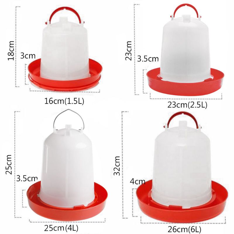 2.5L Hanging Poultry Waterer Feeder with Carrying Handle for Baby Chicken Birds Large Capacity for Pet Bird Poultry Feeder Pet