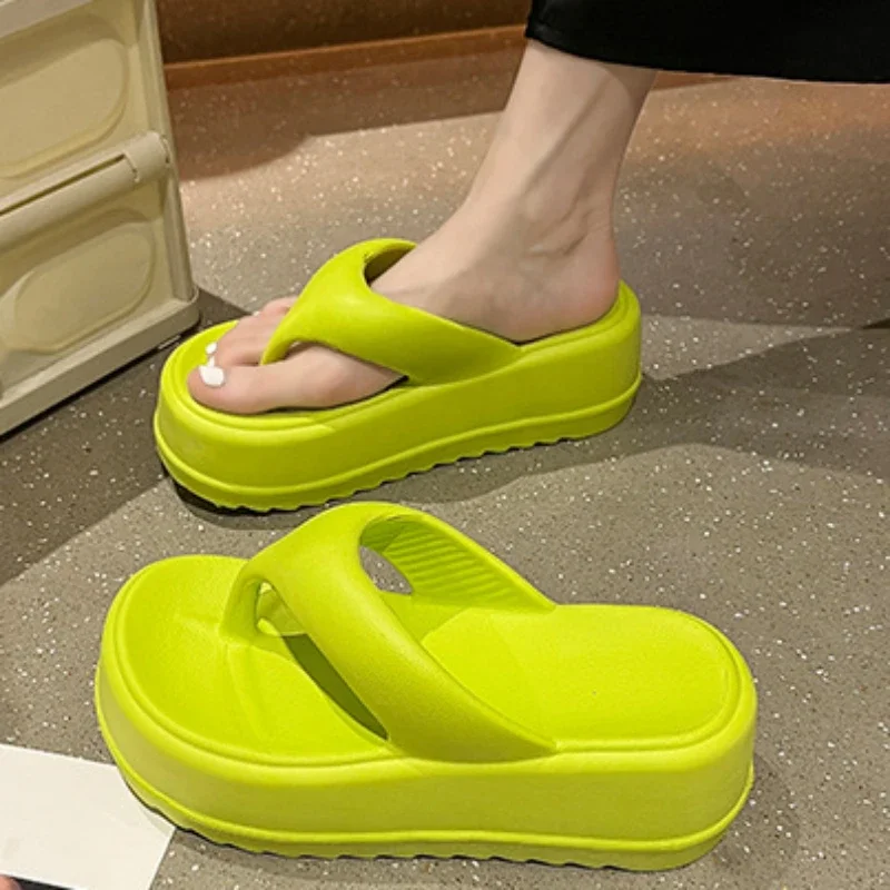 Flip Flops Slippers Women Candy Colors New Soft Bottom Flat Slippers Outdoor Comfy Non Slip Platform Thick Shoes