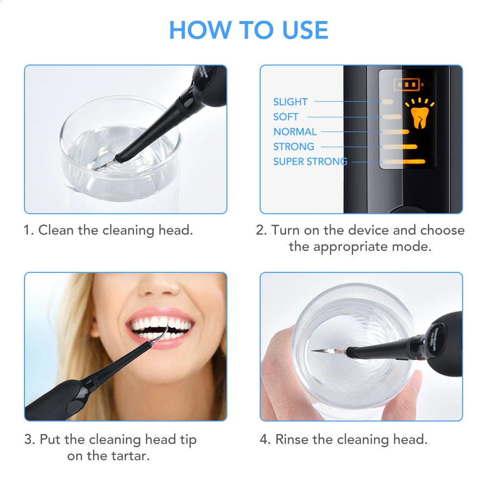 Electric Teeth Whitening Kit Dental Scaler with Mouth Mirror Oral Care For Teeth Tartar Calculus Stains Remover Teeth Cleaner 240829