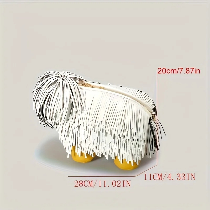 creative Chow chow n women shoulder bag funny tassel dog doll Novelty crossbody cute coin purses 240904