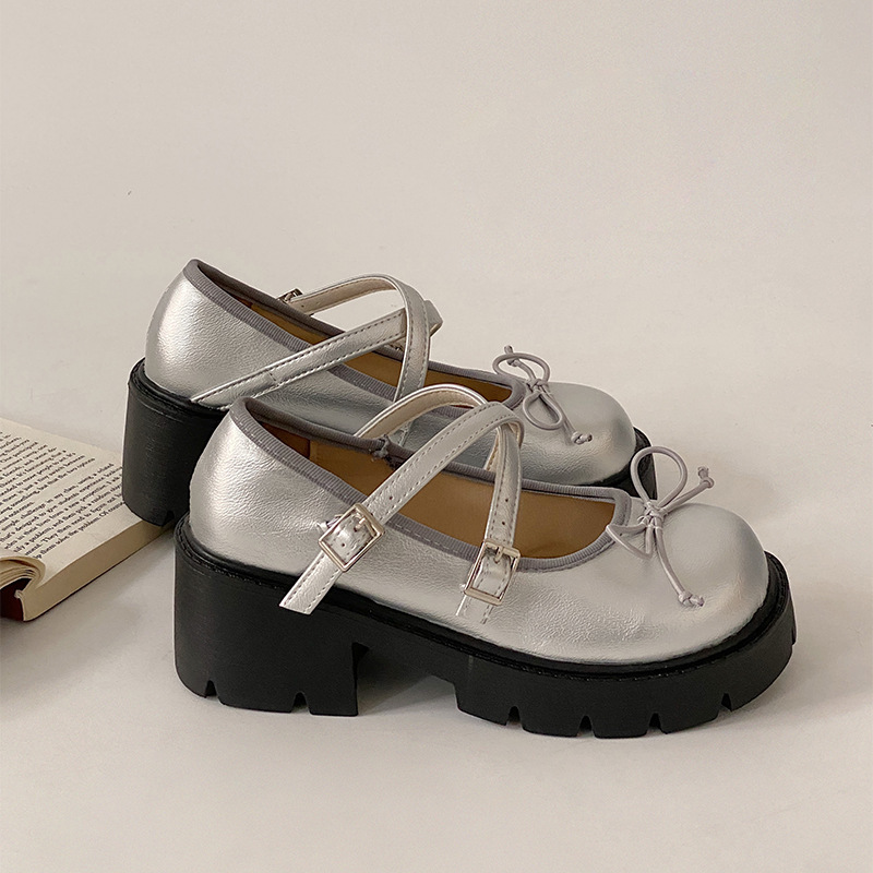 2025 new Chunky Women's Heel Mary Janes Spring Autumn Round Toe Pumps Platform Leather for Women Dress Lolita Heeled Shoes 23be ed